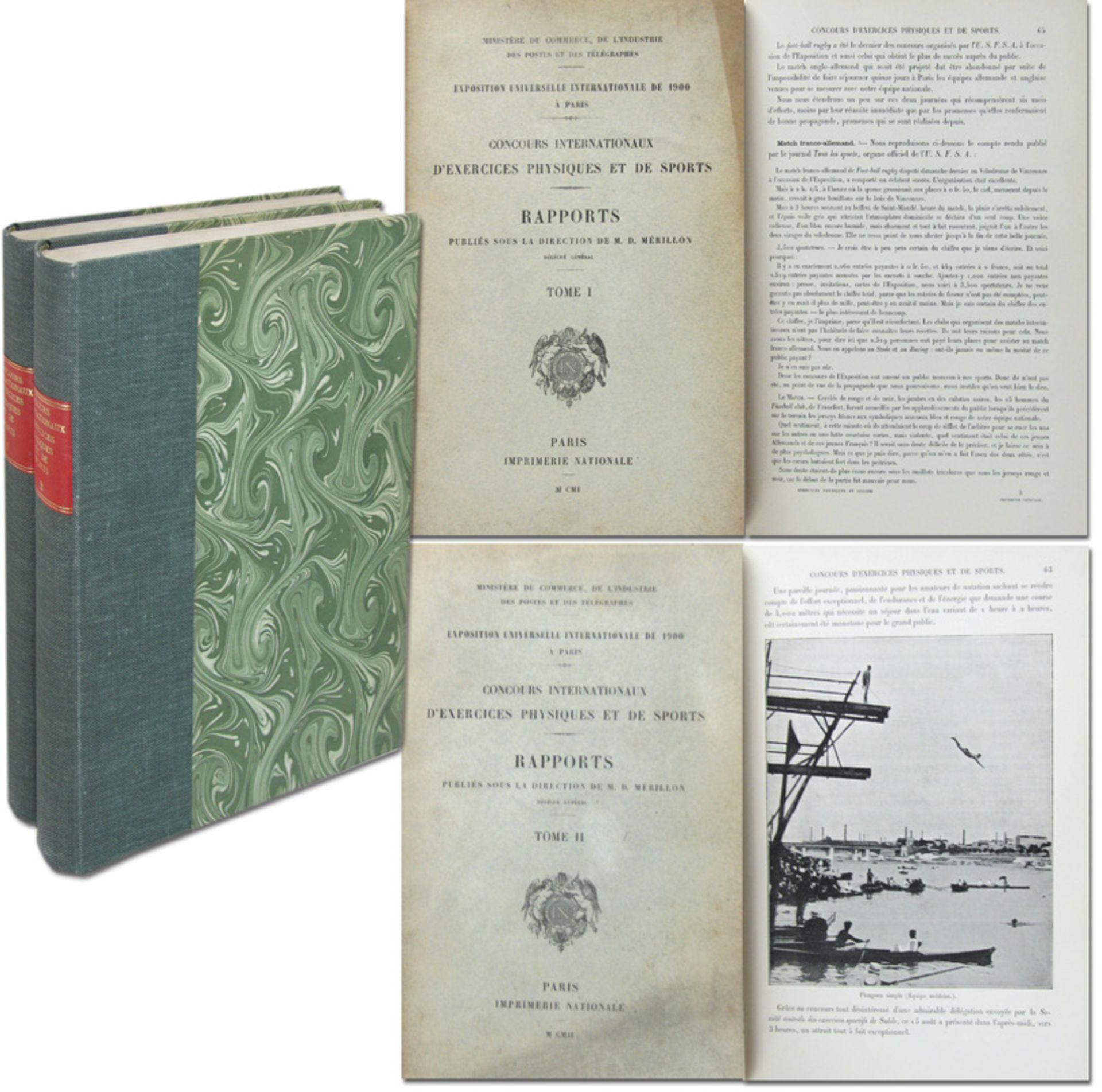 Olympic Games 1900. Official Report in 2 Volumes - Both volumes of the official report from 1900, th