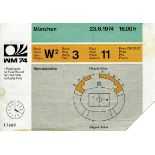 Eintrittskarte WM1974 - 1.Finalrunde im Münchener Olympiastadion am 23.6.1974: Argentinien -