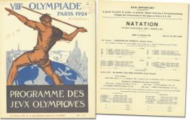 Olympic Games 1924 Official Programm Swimmig - Official daily programme VIIIth Olympiade Paris 1924.
