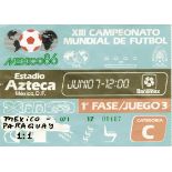 Eintrittskarte WM1986 - Gruppenspiel: Mexico - Paraguay (1:1) am 7. Juni 1986 in Mexico D.F.