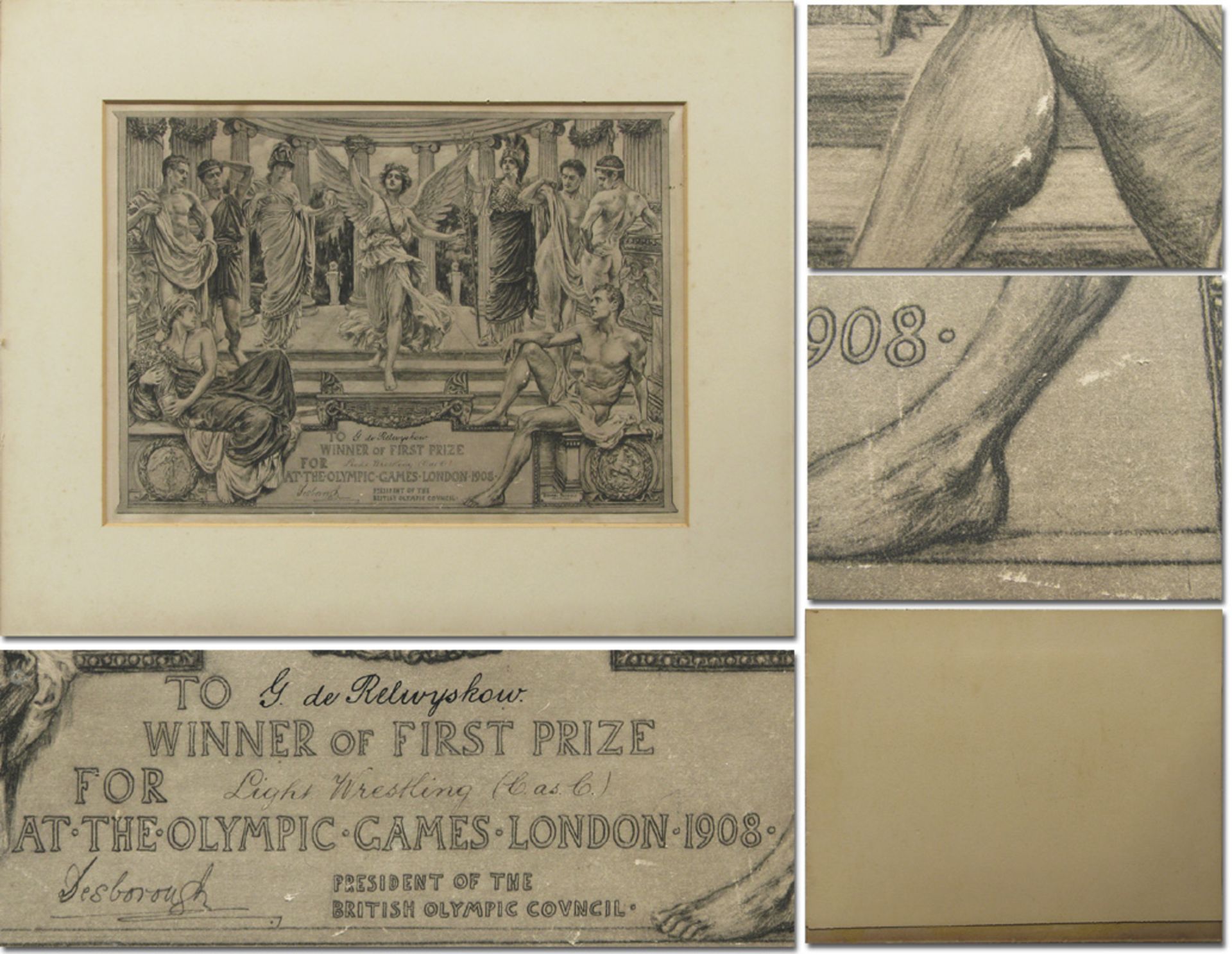 Olympic Games 1908. Olympic Winner's Diploma 1908 - Original winner diploma from the Olympic Games i