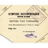Eintrittskarte OSS1928 - Olympische Ruiterwedstrijden. Sportpark Hilversum. 9, 10 en 11 August 1928.