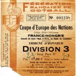 Eintrittskarte EM1964 - UEFA Euro 1964. Viertelfinal 24.4.1964 "Coupe d´Europe des Nations France