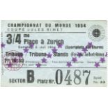 Eintrittskarte WM1954 - Spiel um den 3.Platz in Zürich, 3.Juli 1954, Place assise, Fr. 11.-. (