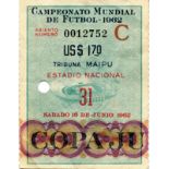 Eintrittskarte WM1962 - Campeonato Mundial de Futbol 1962. Estadio Nacional. 16.6.1962. Spiel um