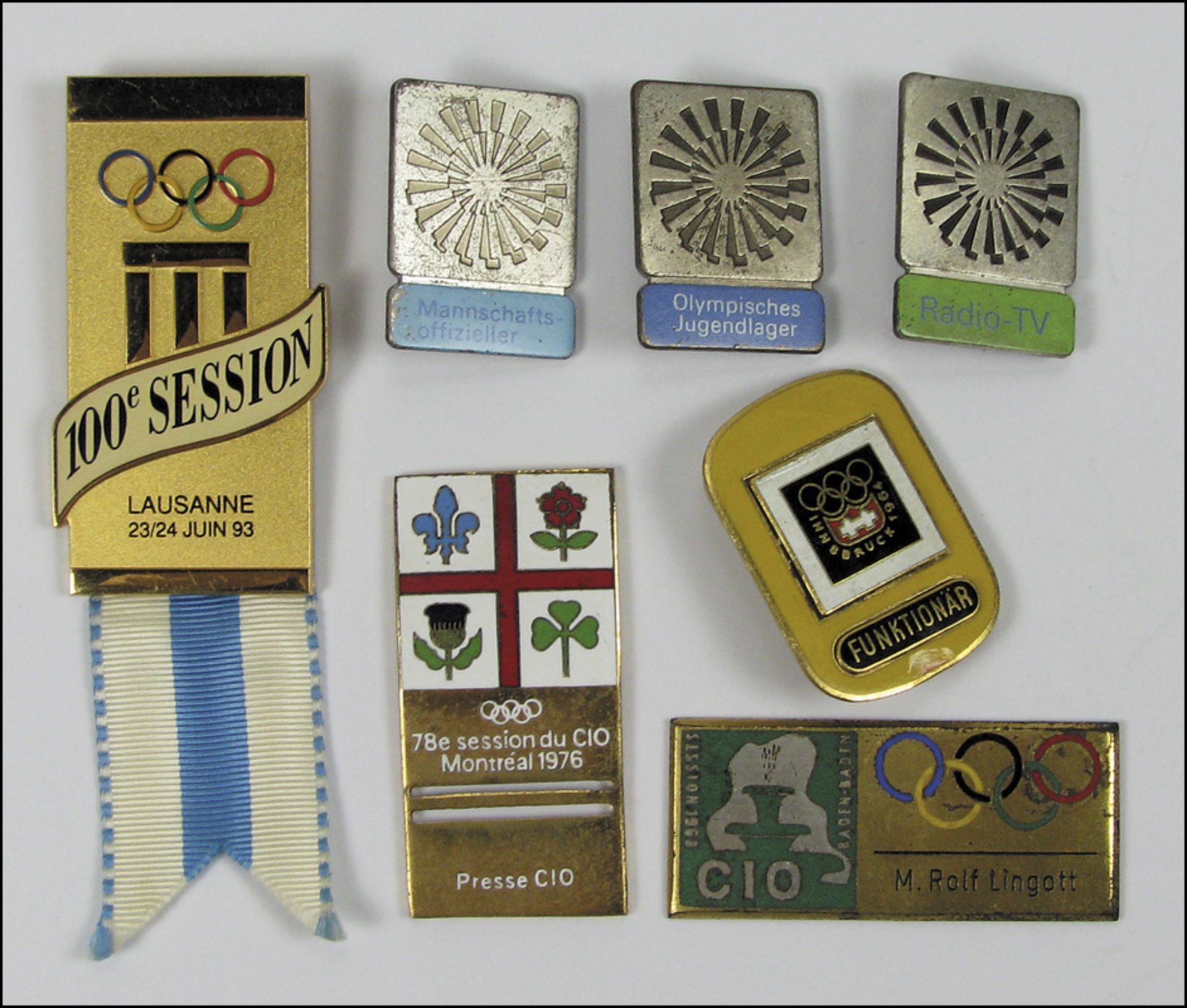 Olympic Games 1972 - 1993 Badegs - Omnisbus of various participation badges from Olympic Games 1972 