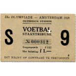 Eintrittskarte OSS1928 - IXe Olympiade Amsterdam 1928. Olympisch Stadion. Voetbal. No. 9 (