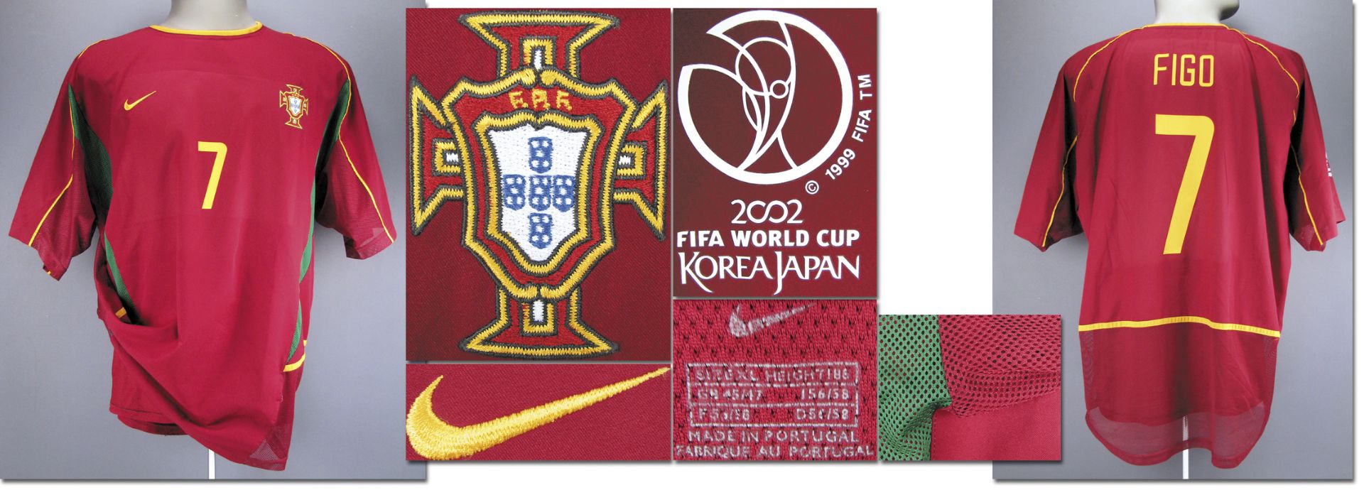 World Cup 2002 match worn football shirt Portugal - Original match worn shirt Portugla with number 7
