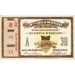 Eintrittskarte OSS1932 - Xth Olympiad Los Angeles 1932. Opening Ceremony, July 30th. 11x6,5cm. -