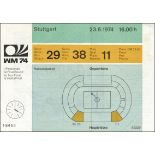 Eintrittskarte WM1974 - 1.Finalrunde: Polen - Italien (2:1). Neckarstadion Stuttgart am 23.6.1974.