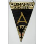 Aachen,Alemannia - Wimpel - „Alemannia Aachen“ Zweifarbiger Seidenwimpel mit gesticktem Schriftzug