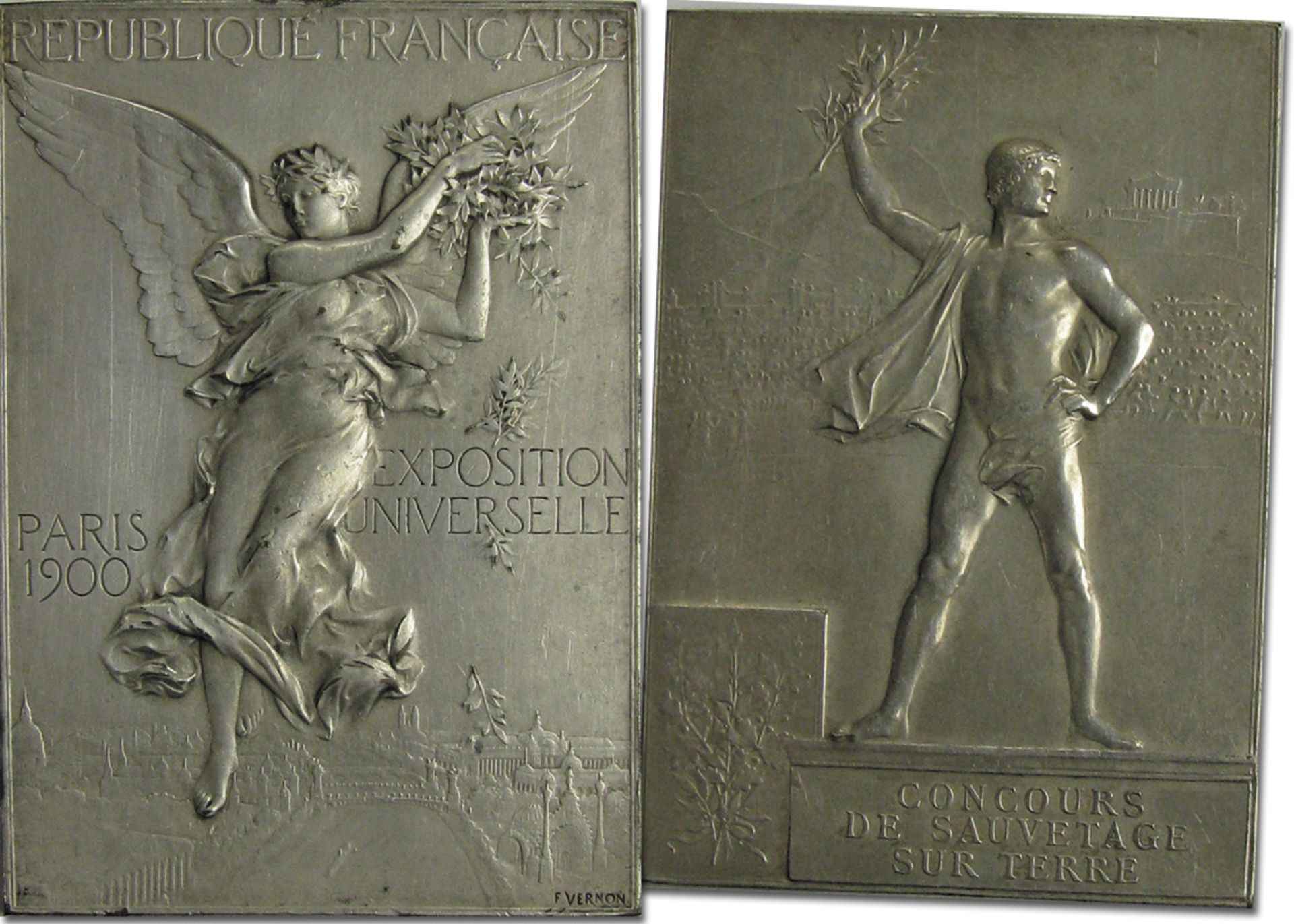 Olympic Games Paris 1900. Winner´s Medal - The front shows „Republic Francaise. Exposition Universel