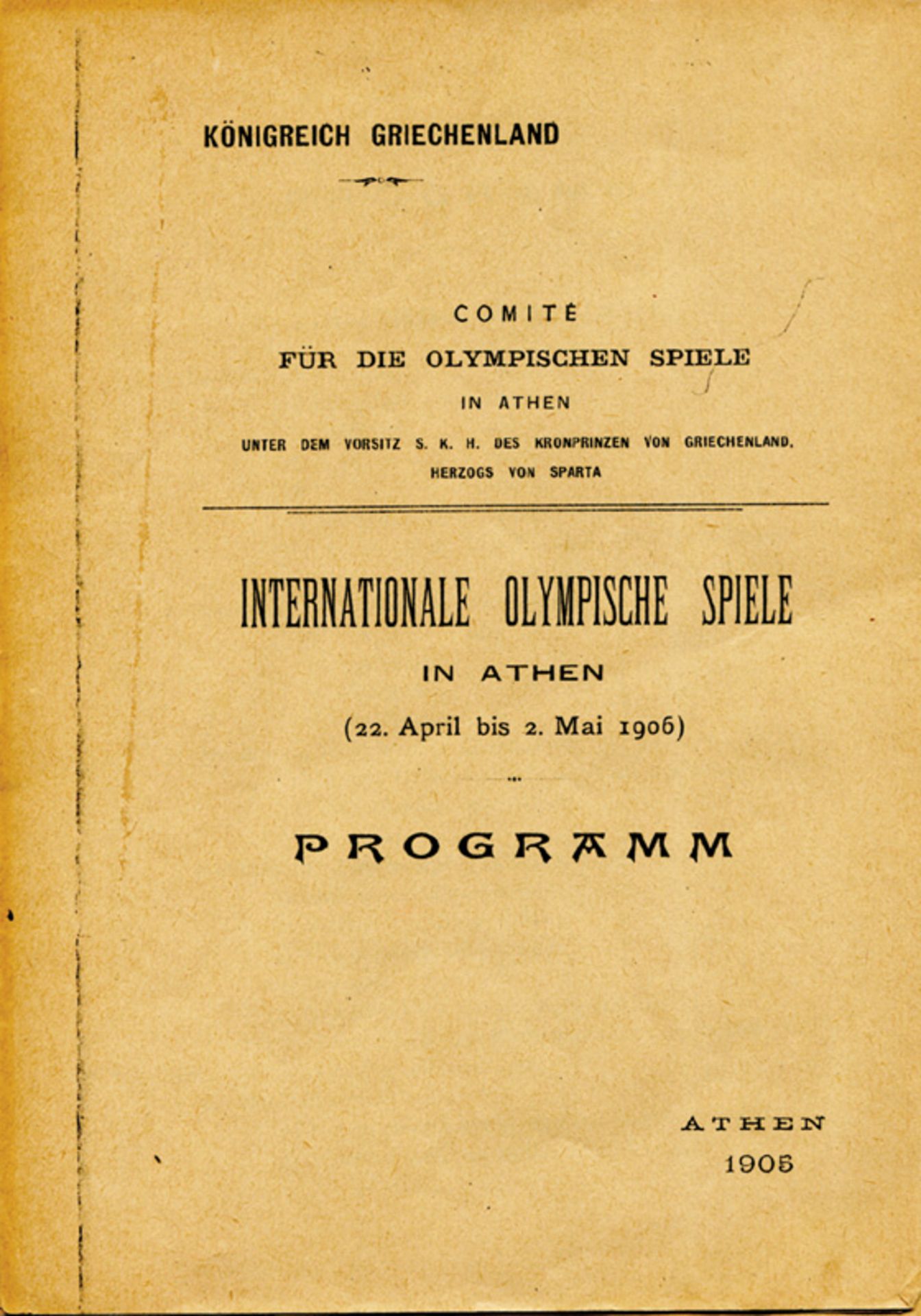 Olympic Games 1906 Programm and regulations - International Olympic Games in Athens 1906. Official p