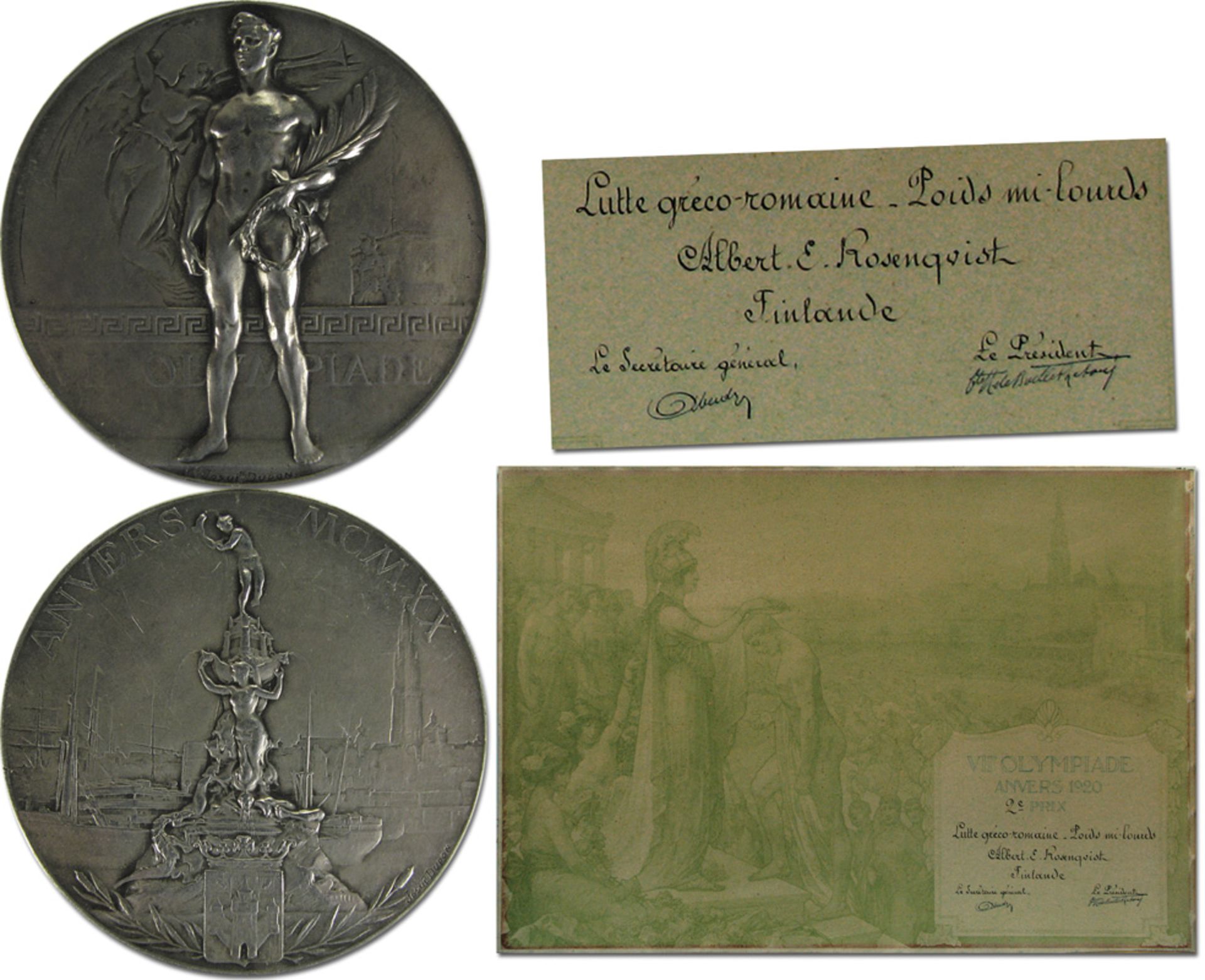 Siegermedaille 1920 - Silber-Siegermedaille von den VII. Olympischen Spielen 1920 in Antwerpen. (