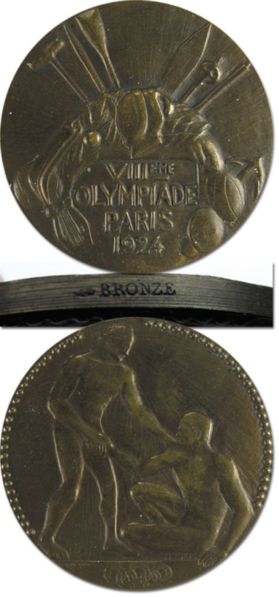 Siegermedaille 1924 - Bronzemedaille der VIII. Olympischen Spiele 1924 von Paris für einen 3.