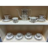 A Susie Cooper bone china “Venetia” pattern twenty-one-piece part coffee service.