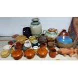 Various items of studio & other pottery, Denby stoneware, etc., teapot handle broken & lot also pa