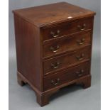 A George III-style mahogany small chest fitted four long graduated drawers with brass swan-neck