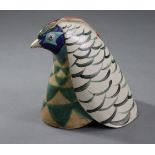 JILL FANSHAW KATO (Contemporary) A ceramic model of a pheasant head with incised & polychrome decora