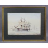 J. TERRY CULPAN (20th century) “Blockade Duty – A Frigate and Brig Sloop”. Signed & dated ’74