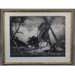 SIR FRANK BRANGWYN (1867-1956) “The Windmill, Dixmude”, a large black-&-white etching, artist’s
