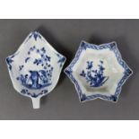 An 18th century Worcester porcelain small star-shaped dish painted in blue with the “Hors d’