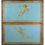 RICHARD EWEN (1928-2009). A pair, depicting winged putti with cascading blossoms. Each signed &