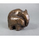 LAURENCE BRODERICK, MRBS, FRSA (b. 1935). A small bronze sculpture of a mother elephant & her