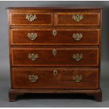 An 18th century mahogany & satinwood inlaid chest, fitted two short & three long graduated drawers