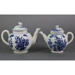 An 18th century Worcester porcelain round teapot & cover with transfer-printed “Three Flowers”