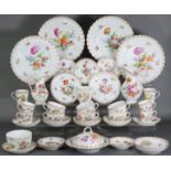 A late 19th/early 20th century Dresden porcelain part tea & coffee service, with moulded spiral-