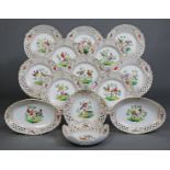 A MID-19th century MEISSEN OUTSIDE-DECORATED PART DESSERT SERVICE, painted with exotic birds in