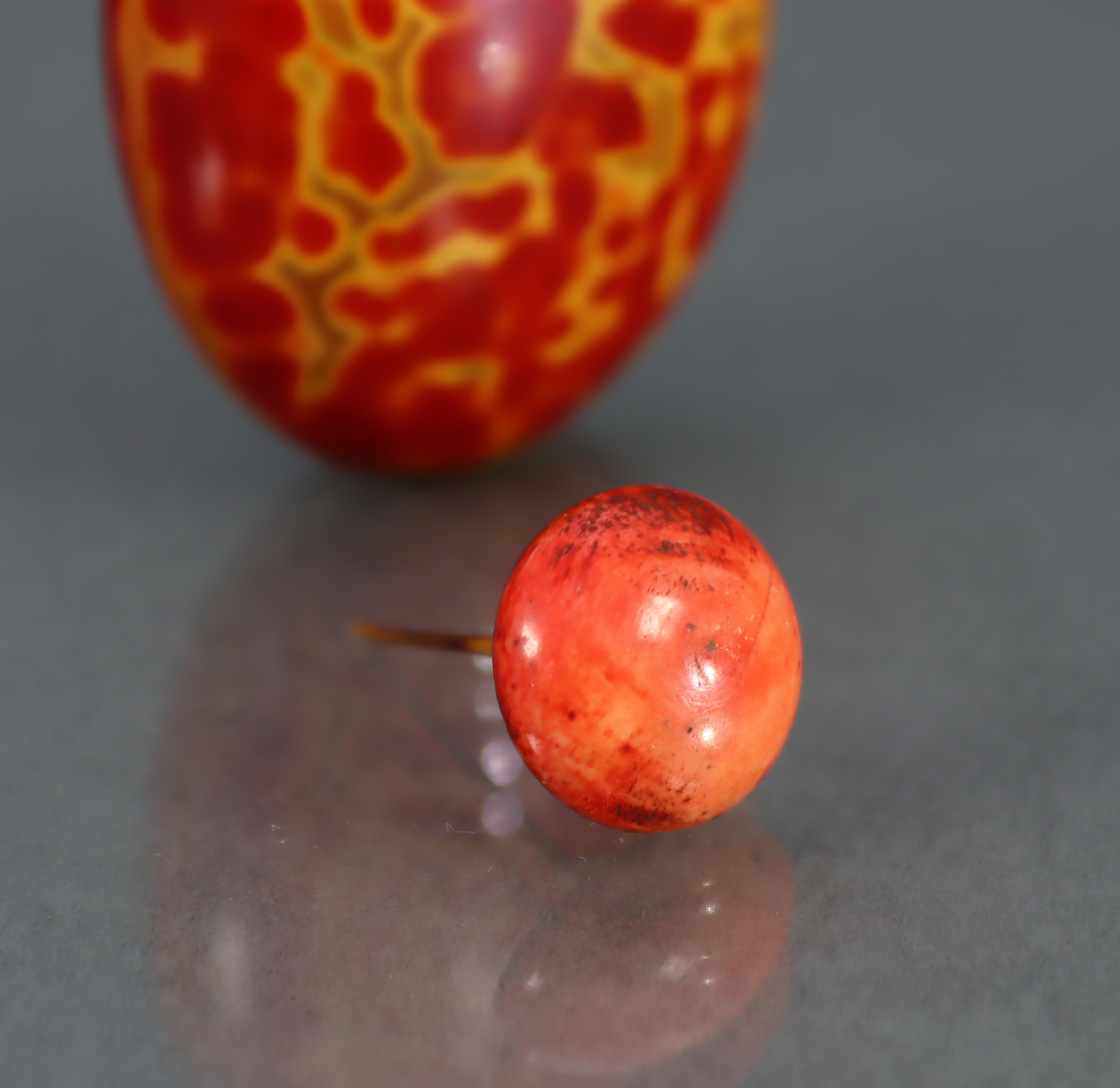 A CHINESE 'REALGAR' GLASS SNUFF BOTTLE, of rounded ovoid form & bright red & yellow colour, 2¼” high - Image 8 of 10