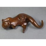 LAURENCE BRODERICK, MRBS, FRSA (b. 1935). A bronze sculpture titled “Maquette V, Playful Otter Cub”,