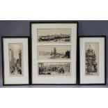 HORST (20th century) A pair of black & white etchings – San Francisco cityscape & a suburban