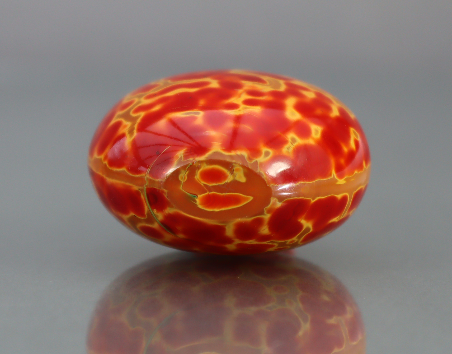 A CHINESE 'REALGAR' GLASS SNUFF BOTTLE, of rounded ovoid form & bright red & yellow colour, 2¼” high - Image 10 of 10