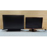 A Sony Bravia 26” LCD TV, & a Samsung 22” “Sync Master T220 HD” TV, (both w.o.), lacking remote
