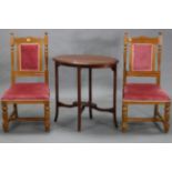 A pair of late Victorian bedroom chairs with padded backs & sprung seats upholstered pink