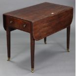 A 19th century mahogany crossbanded Pembroke table fitted drawer to either end, & on square