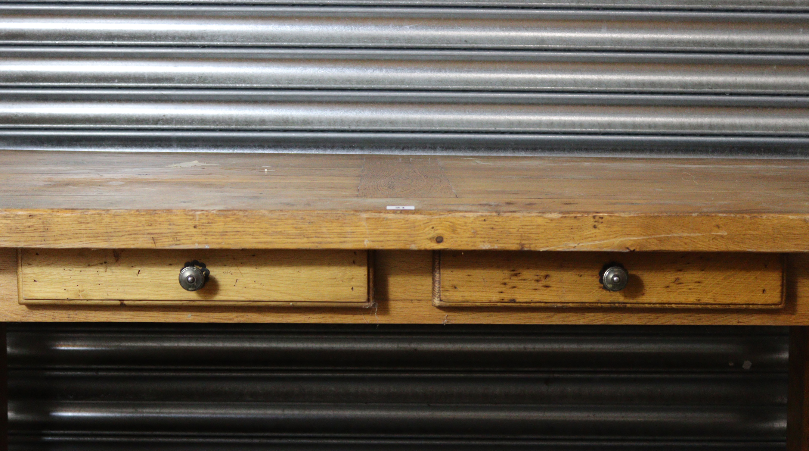 A light oak dining table with rectangular top, fitted two drawers to one side, & on square tapered - Image 2 of 5