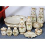 A Fielding’s Crown Devon “Etna” pattern toilet bowl; three ditto pairs of vases; & five various