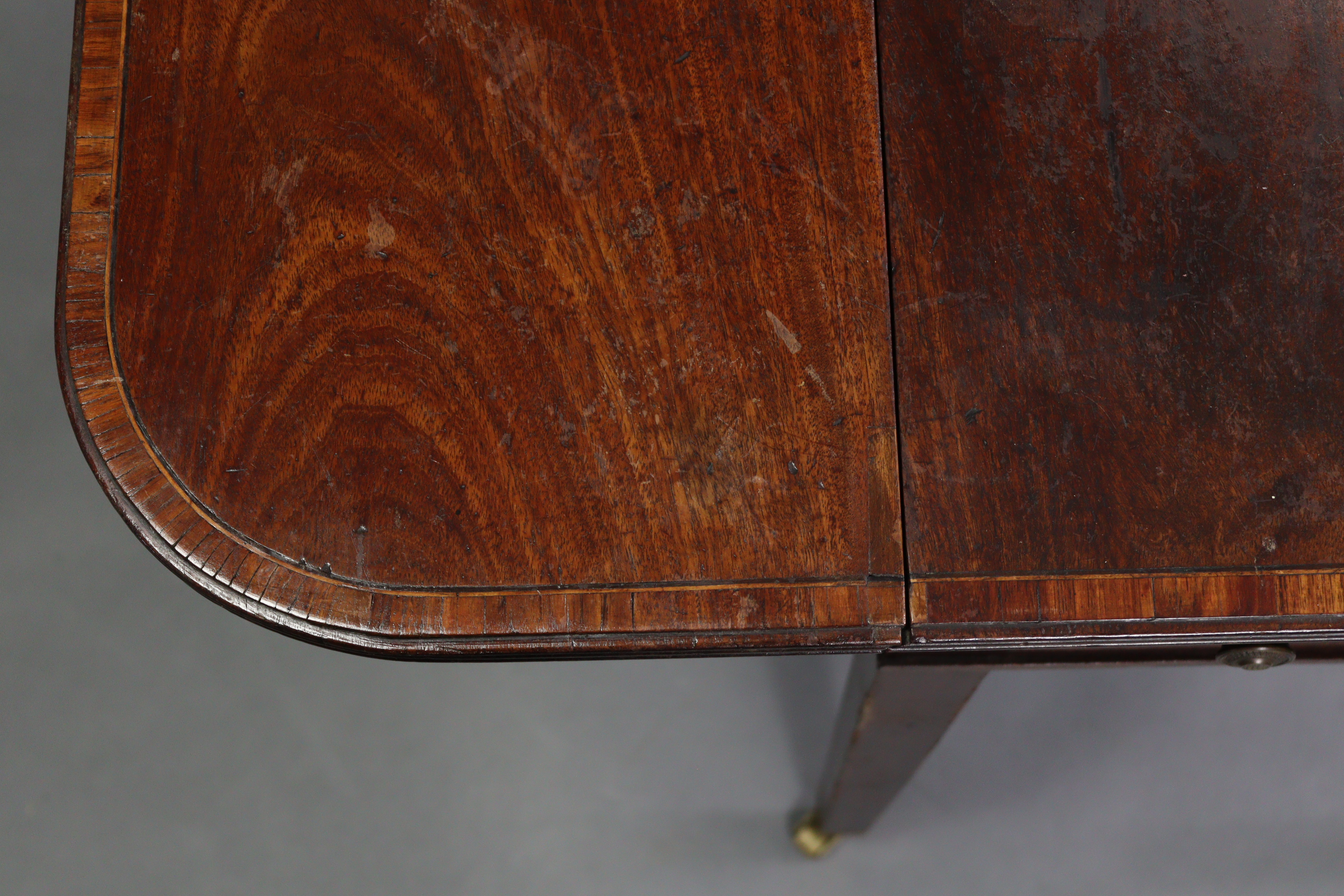A 19th century mahogany crossbanded Pembroke table fitted drawer to either end, & on square - Image 7 of 13