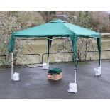 A Greenfingers 3m x 3m instant pop up gazebo; & a set of four redwood leisure gazebo leg weights,