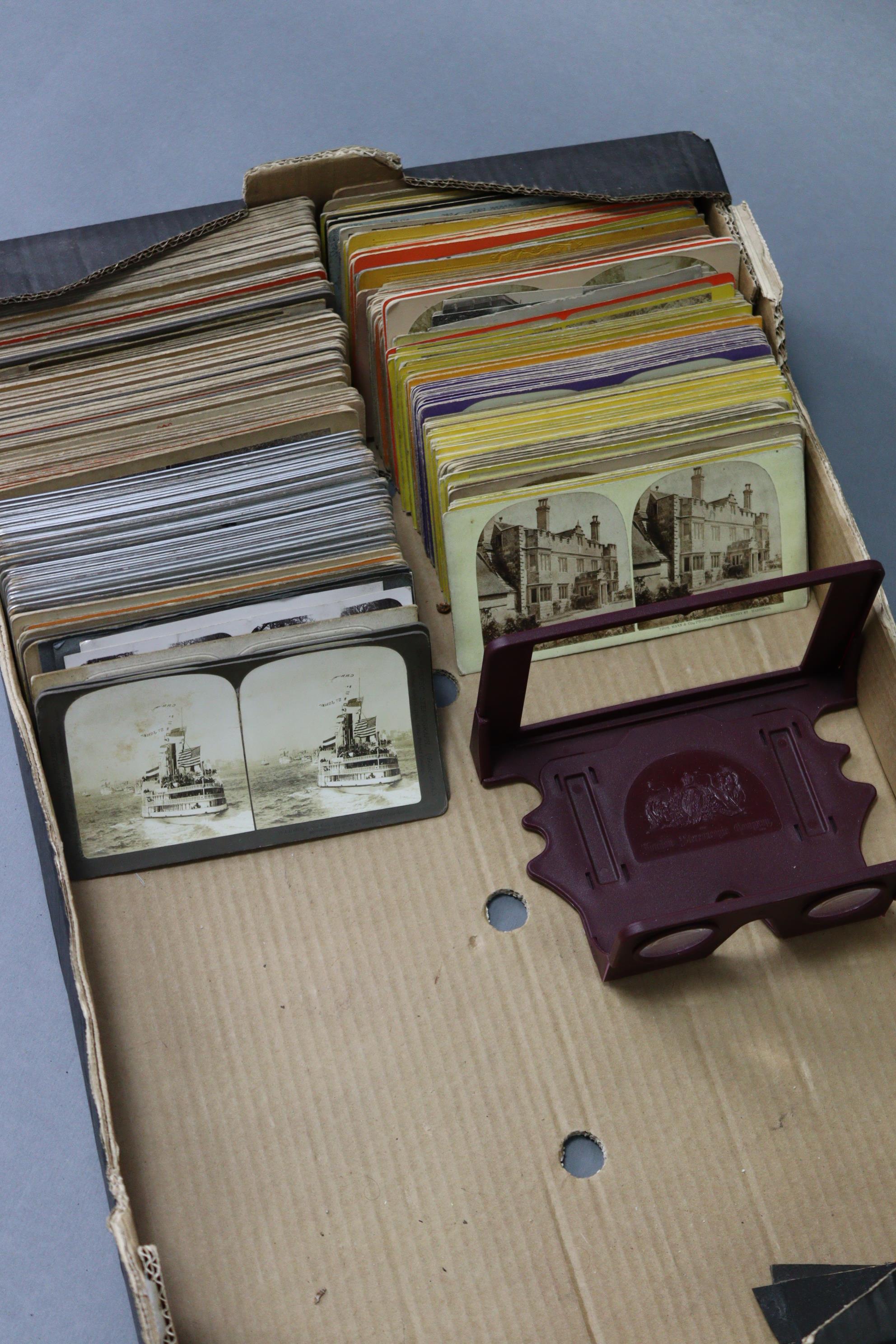 Four stereo-card viewers; a stereo-card storage box; & a quantity of stereoview cards. - Image 8 of 8