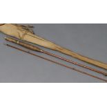 A J.J.S. Walker, Bampton& Co. of Alnwick two-piece 7’ split-cane fly fishing rod.