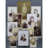 A quantity of assorted cabinet cards, carte-de-visite portrait studies, etc., loose & in one small