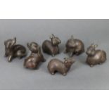 Six various bronze animal ornaments, part w.a.f.