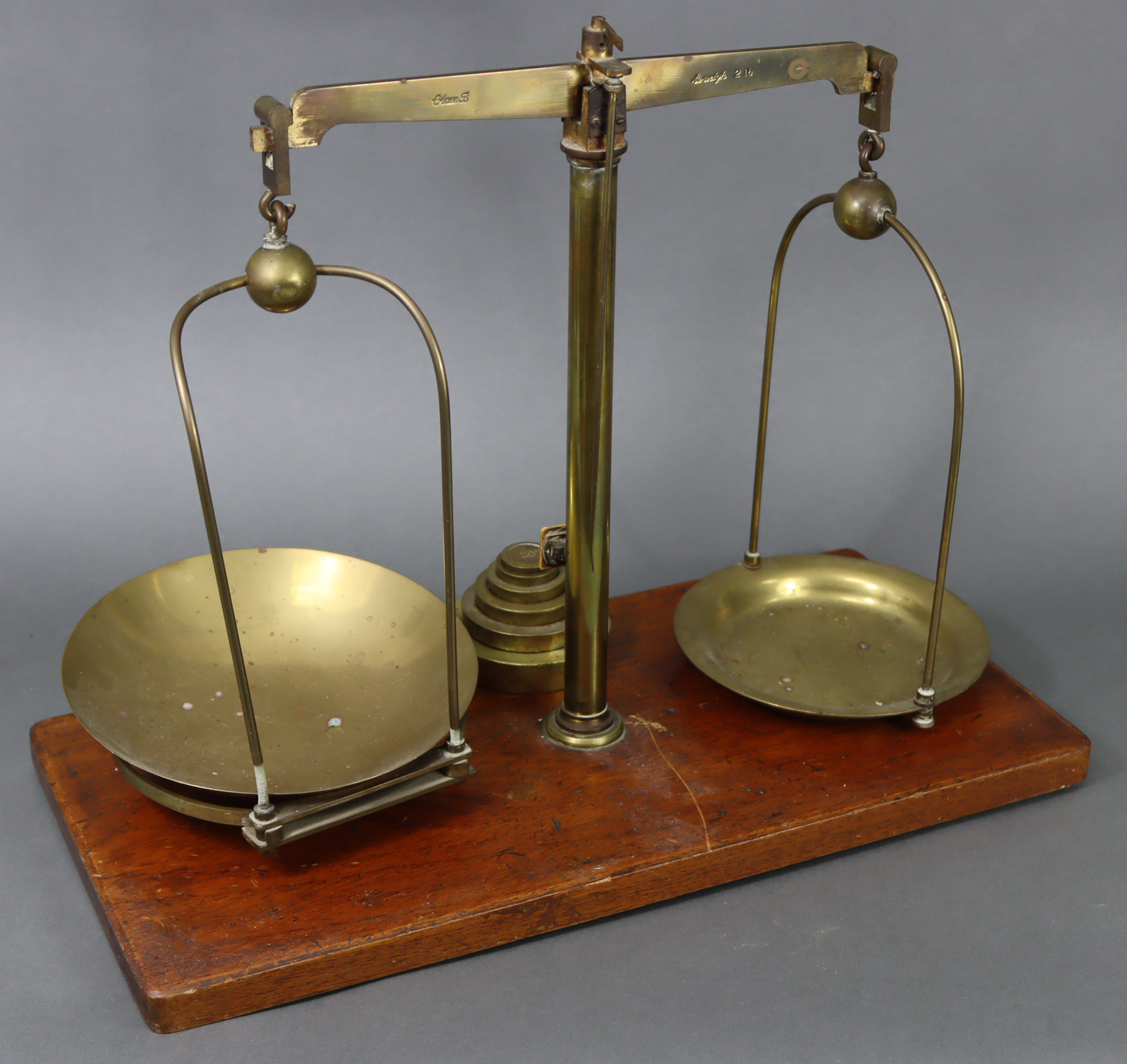 A late 19th/early 20th century large brass beam scale by W.A. Webb Ltd. of London mounted on - Image 7 of 8