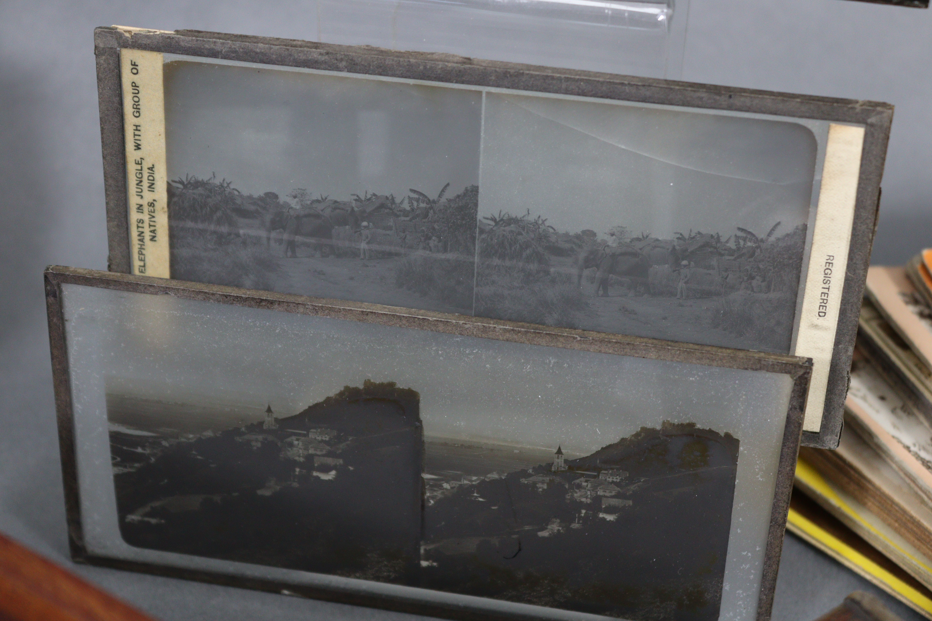 Four stereo-card viewers; a stereo-card storage box; & a quantity of stereoview cards. - Image 4 of 8