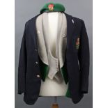 A WWII British Intelligence corps dress jacket; waistcoat & cap (green); & a ditto dress jacket (